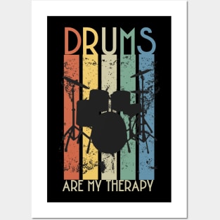 Drums are my Therapy - Colorful Drummers Posters and Art